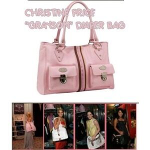 Christine Price Grayson Diaper Bag Pink Leather Tote Shoulder Bag